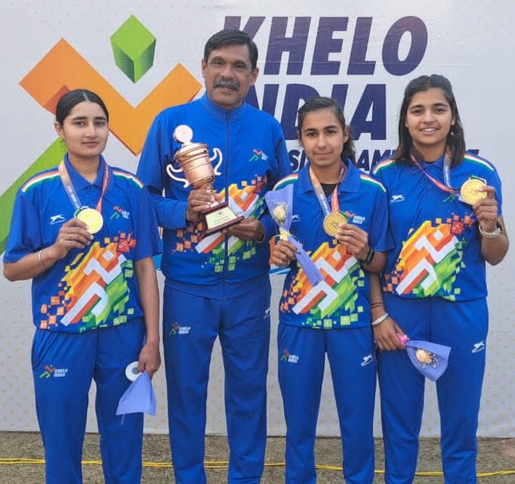 GJU team won gold medal in archery in Khelo India University Games.