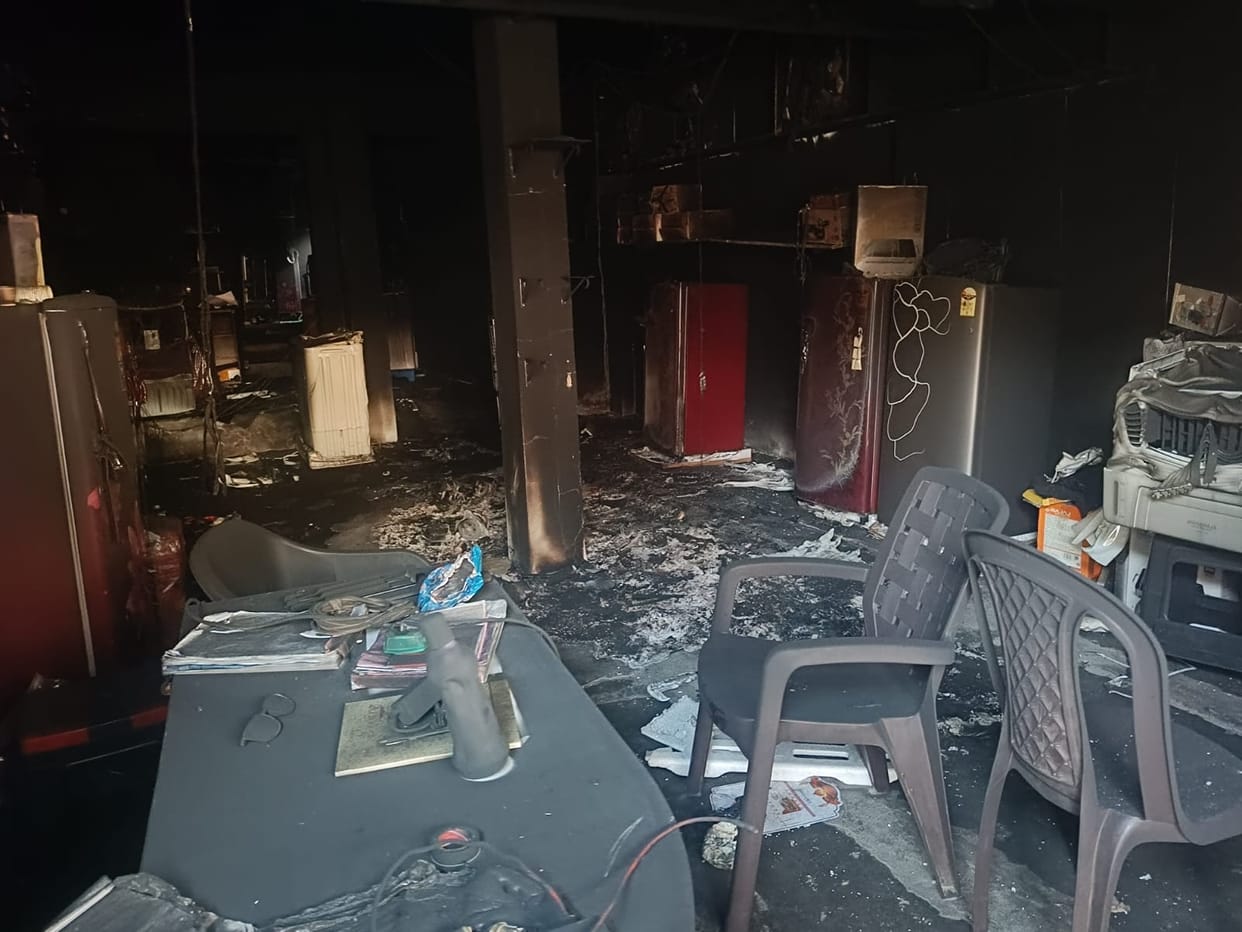 fire in electronics shop