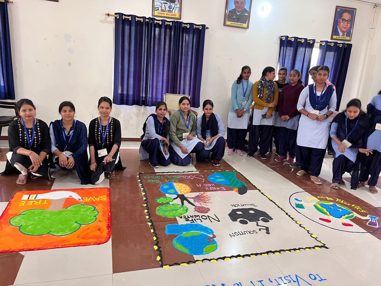 Showed how to conserve environment through Rangoli.