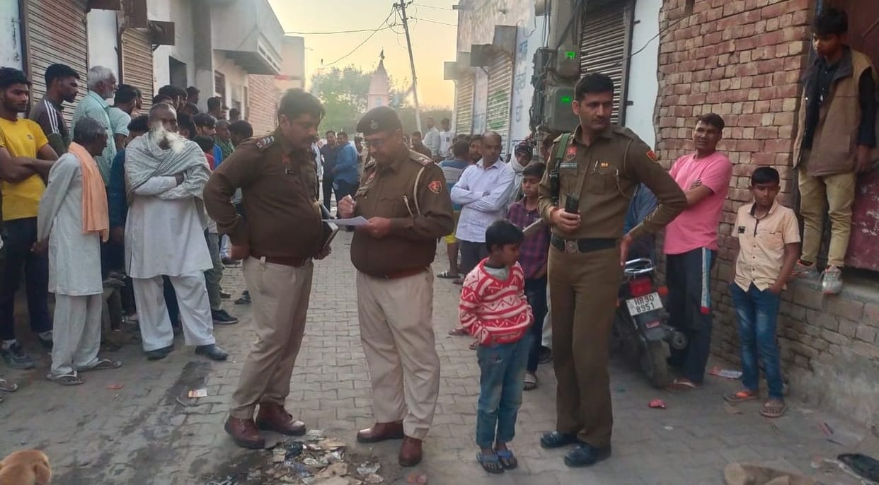 Police officers investigating after the incident in Bawanikheda.