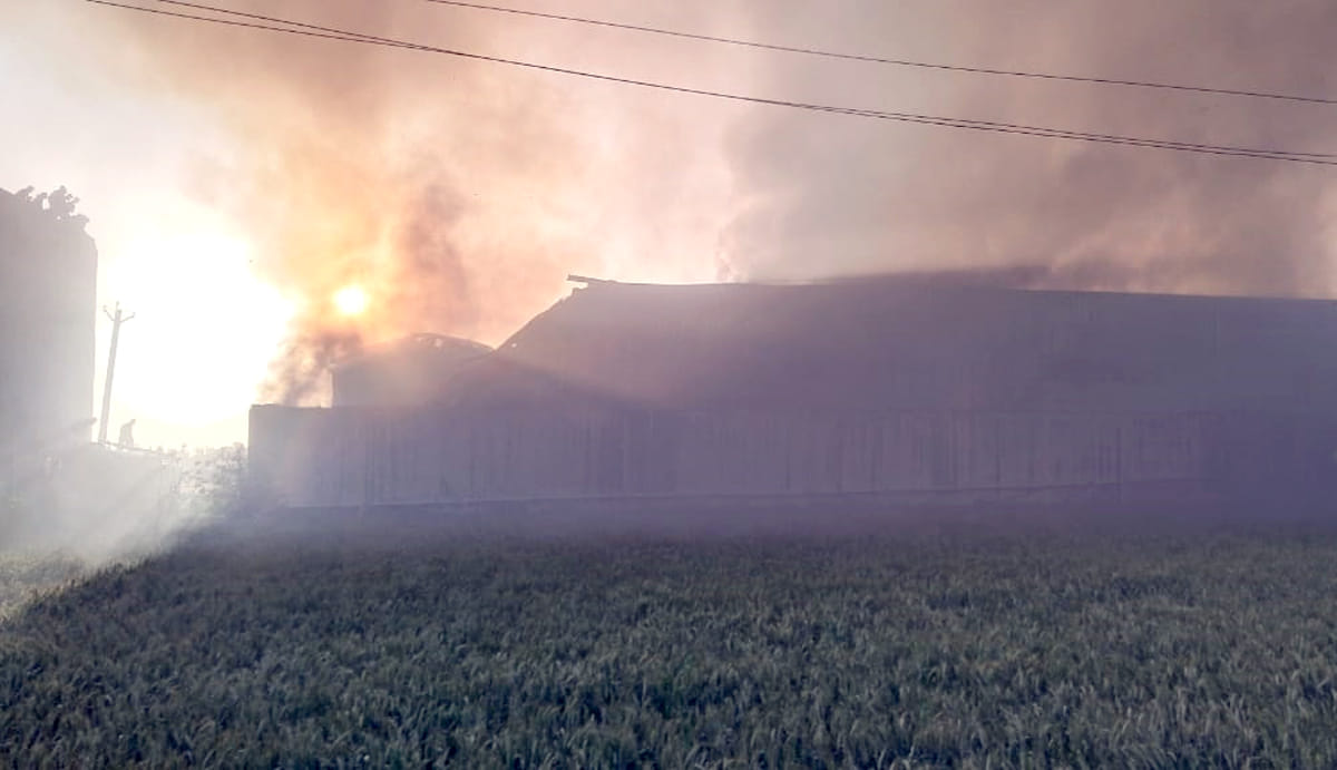A massive fire broke out in a pesticide and seed factory