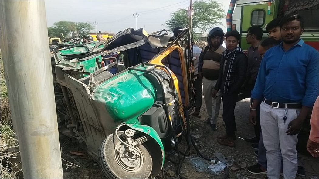 Truck hits auto filled with passengers