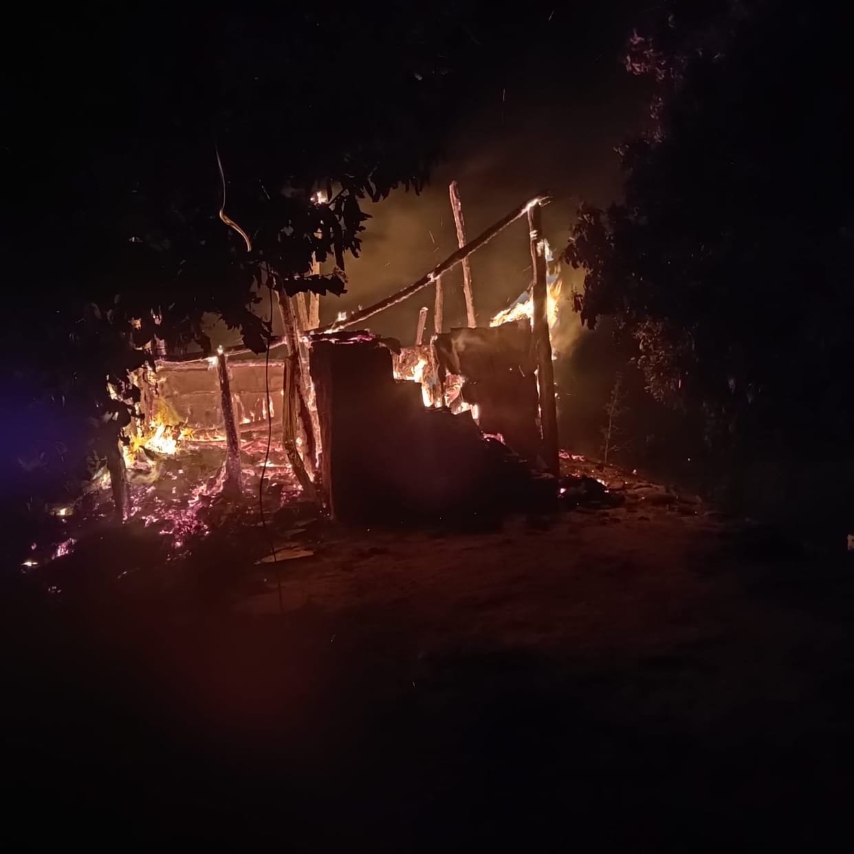 Two storey house made of wood burnt, loss worth lakhs