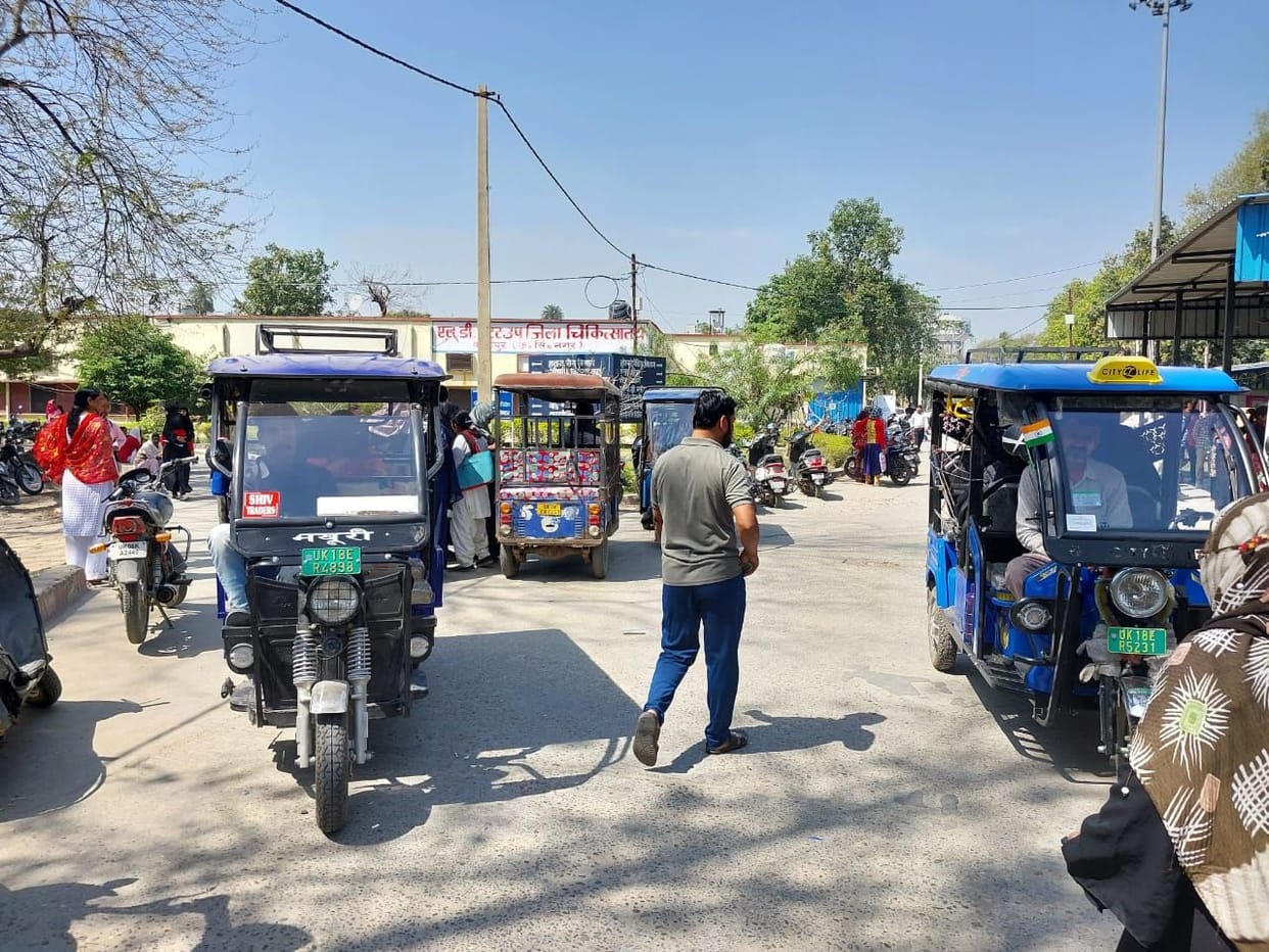 Government hospital gate becomes vehicle stand