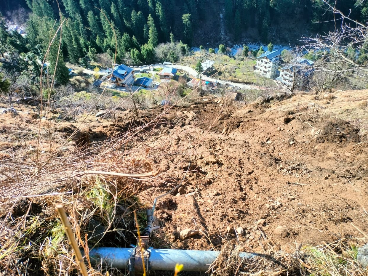 House collapsed due to landslide, one cow and nine dogs buried, couple narrowly escaped