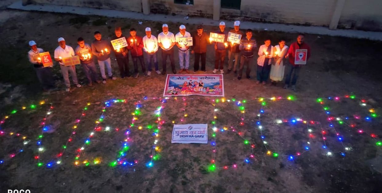 Message to voters by lighting candles at polling booths