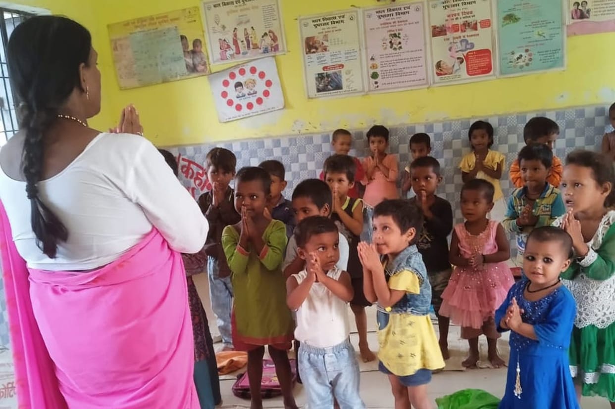 Childhood is being nurtured in the courtyard of Anganwadi