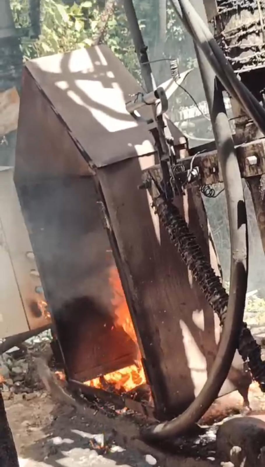 Fire broke out in electrical transformer after the explosion