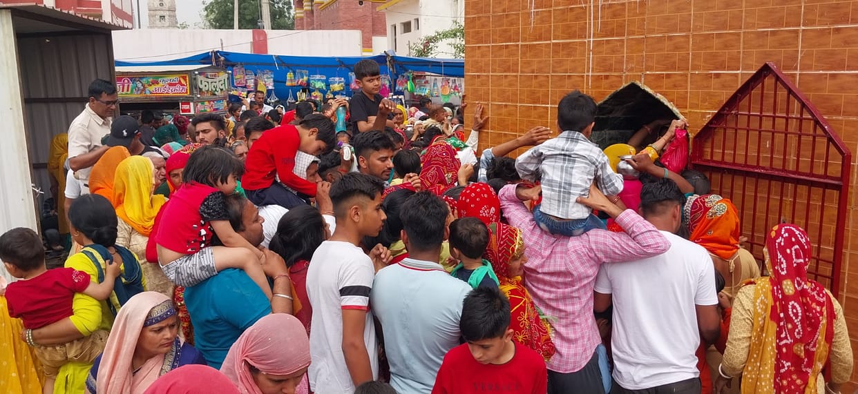 Crowd of devotees gathered at Masani Mata temple on Wednesday