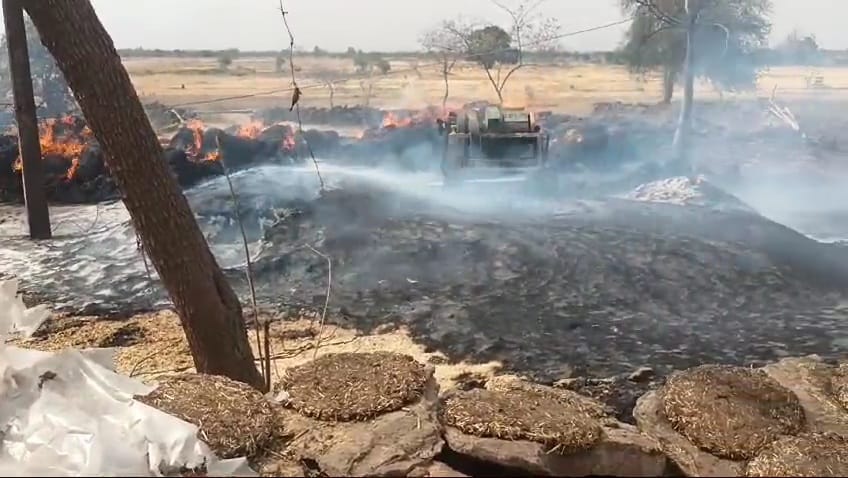 Field fire broke out due to short circuit in three villages of Damoh, crops burnt to ashes