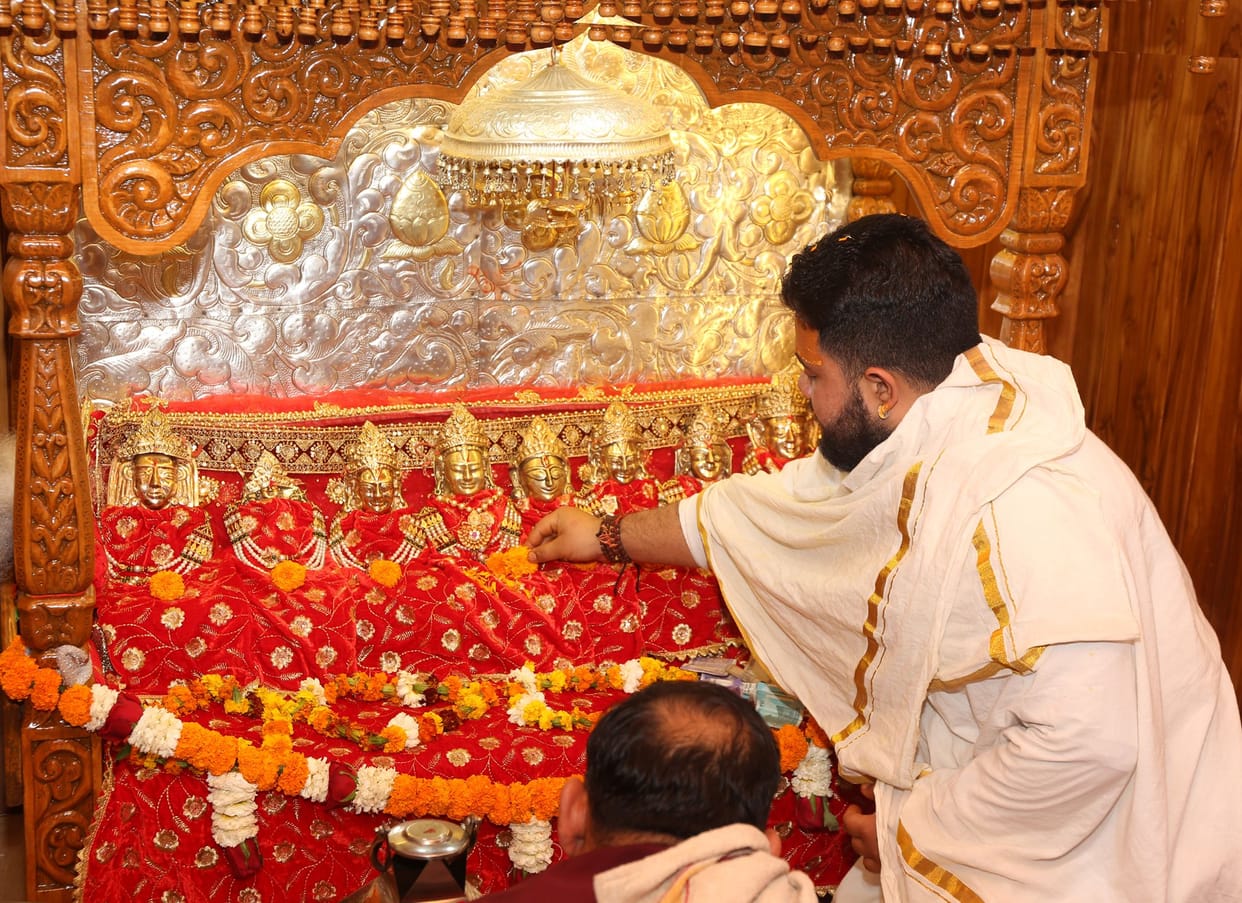 Mother Shoolini seated in the sanctum sanctorum after 117 days