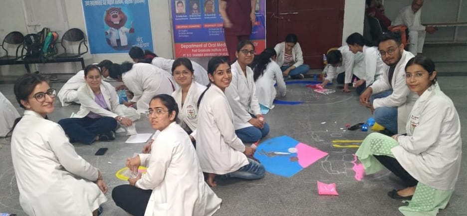 Girls students made rangoli in PGIDS