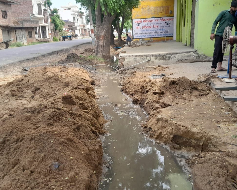 Drain dug and abandoned, anger among villagers