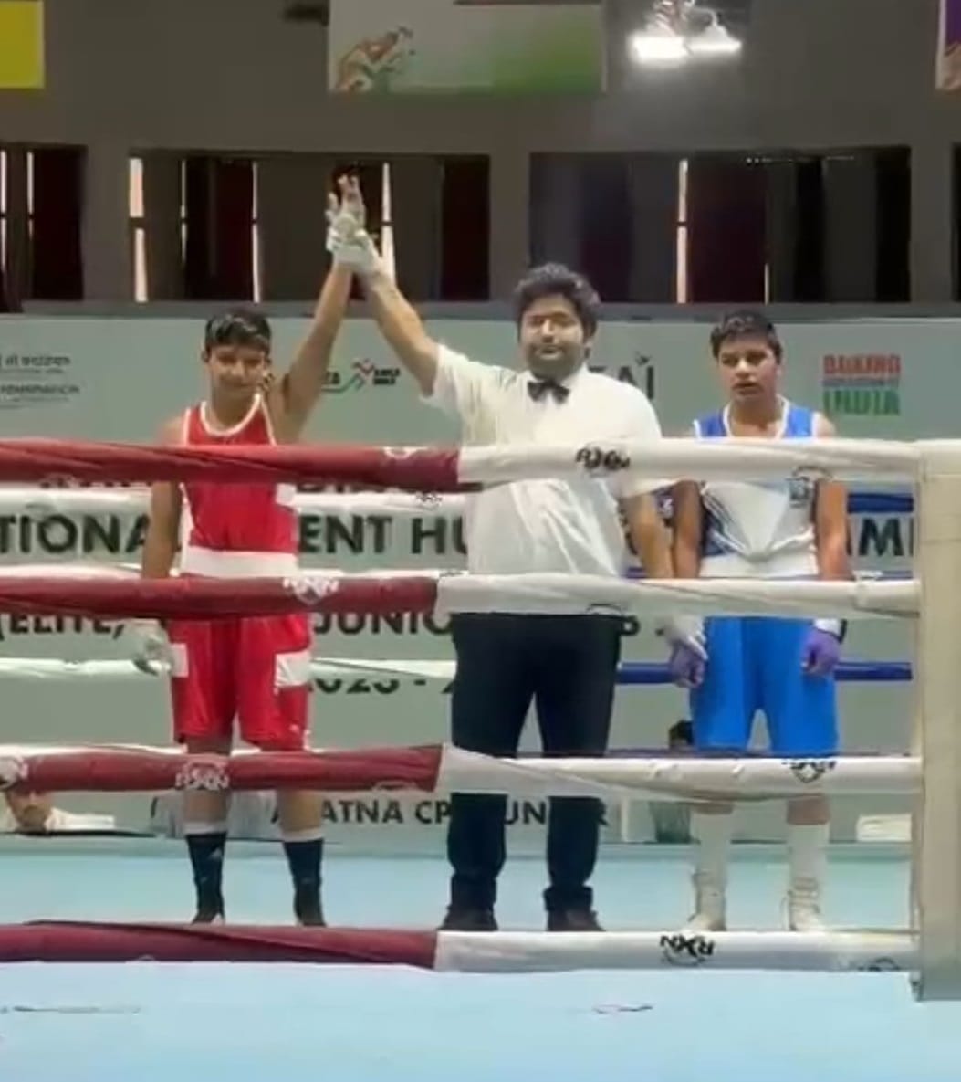 on the gold in the boxing championship. Jangra won the gold by defeating Uttarakhand's Babita Farswan 4-1.