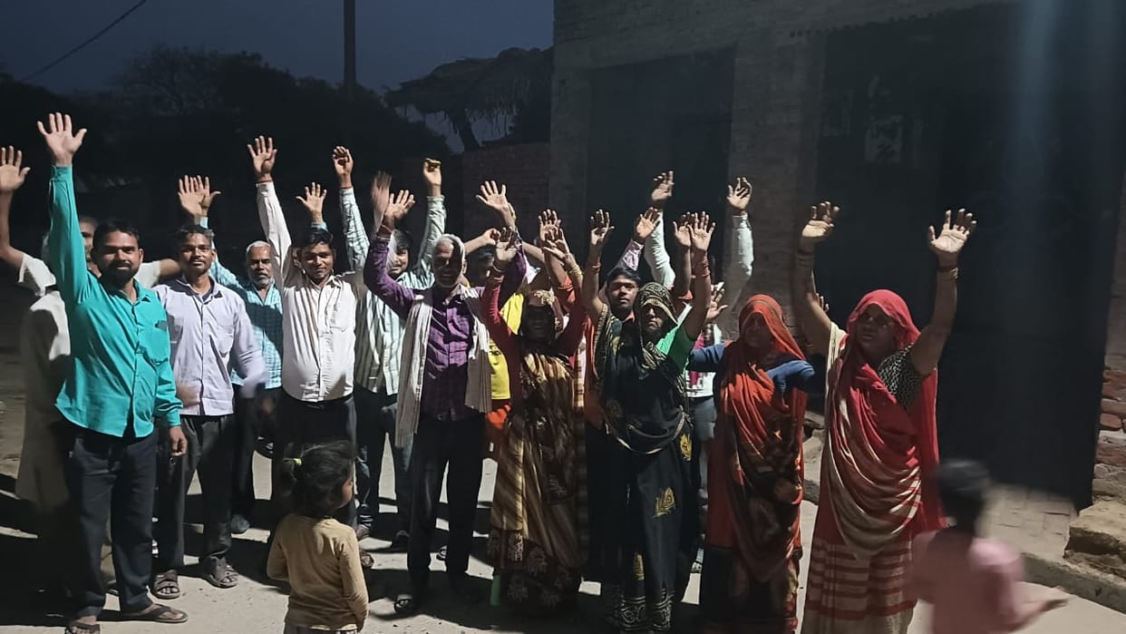 Police installed HT line, villagers Protest