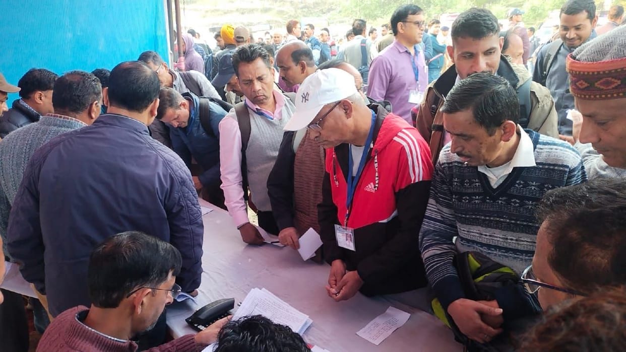 Elderly and disabled voters cast their votes