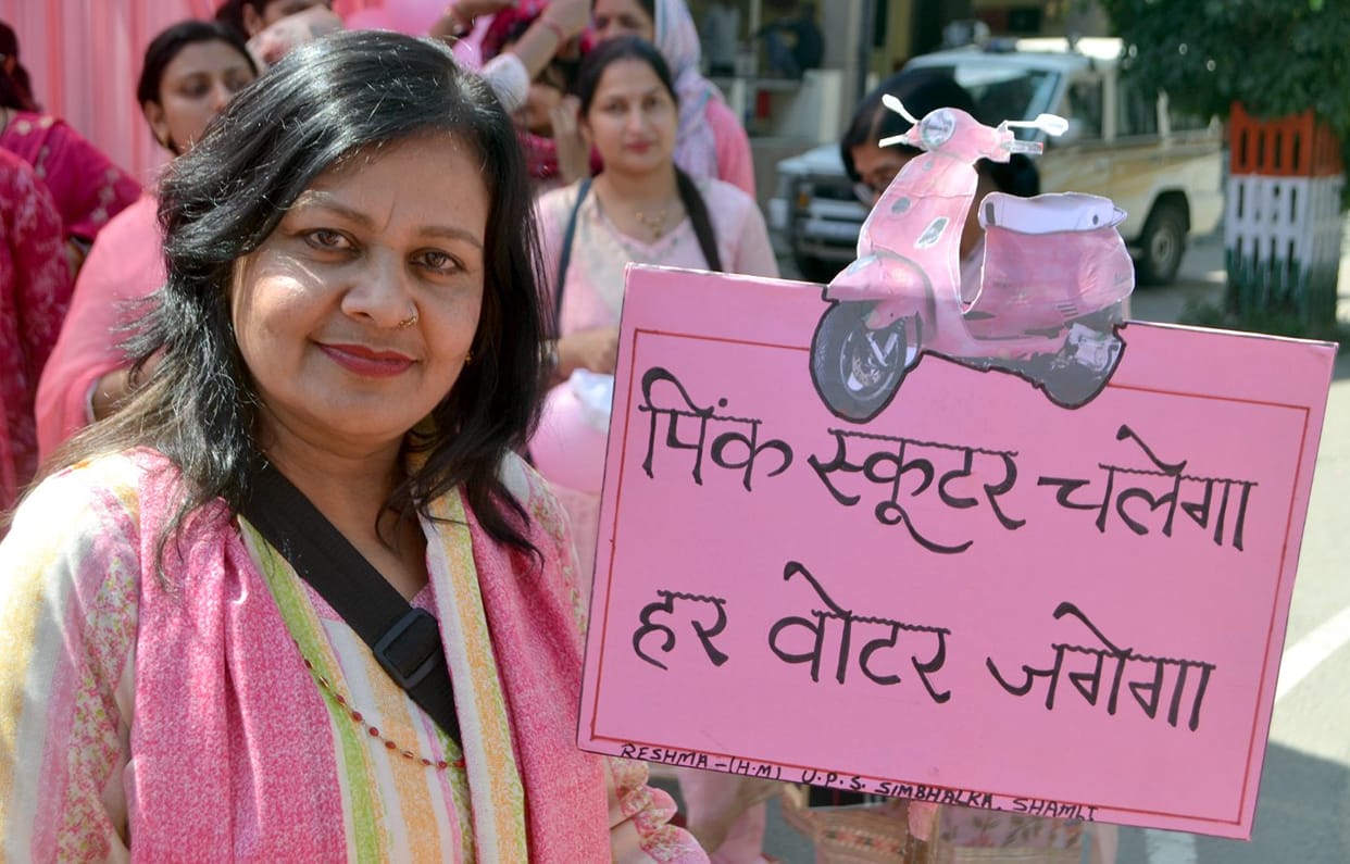 Women took out a pink rally and gave the message of voting.