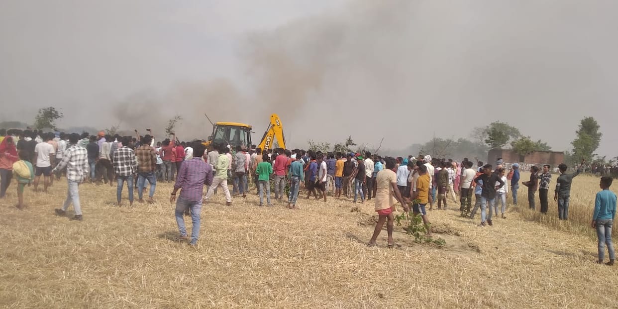Fire created havoc, 21 acres of wheat crop and five huts reduced to ashes