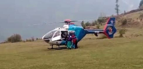 Sick woman from Namik village taken to Haldwani by heli
