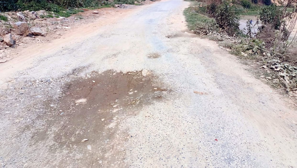 The road connecting the base hospital is in bad condition