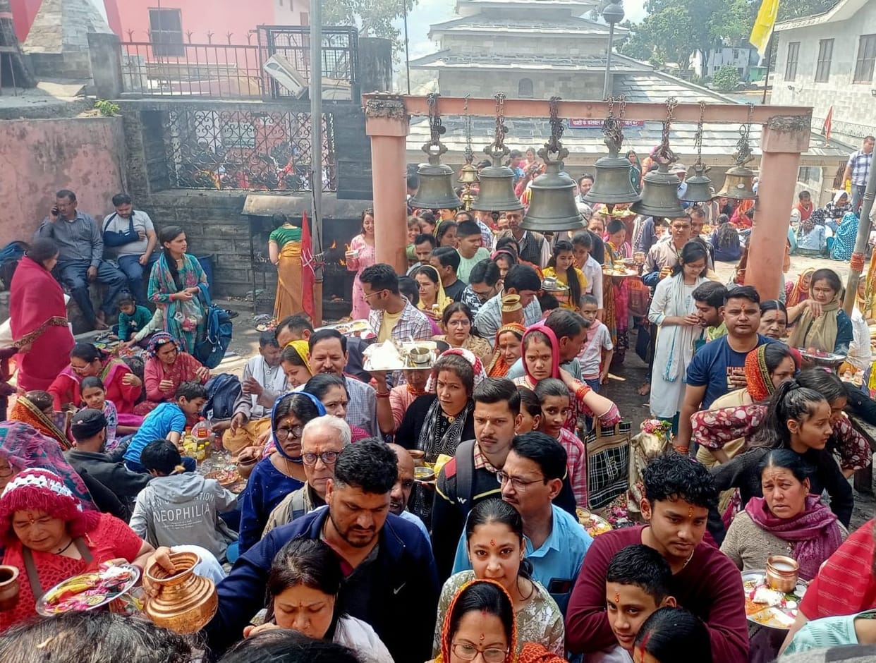 Devotees gathered to worship in Bagnath temple on Baisakhi.