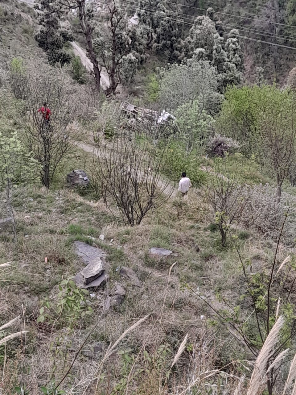 Vehicle fell into deep ditch, two people died, driver injured