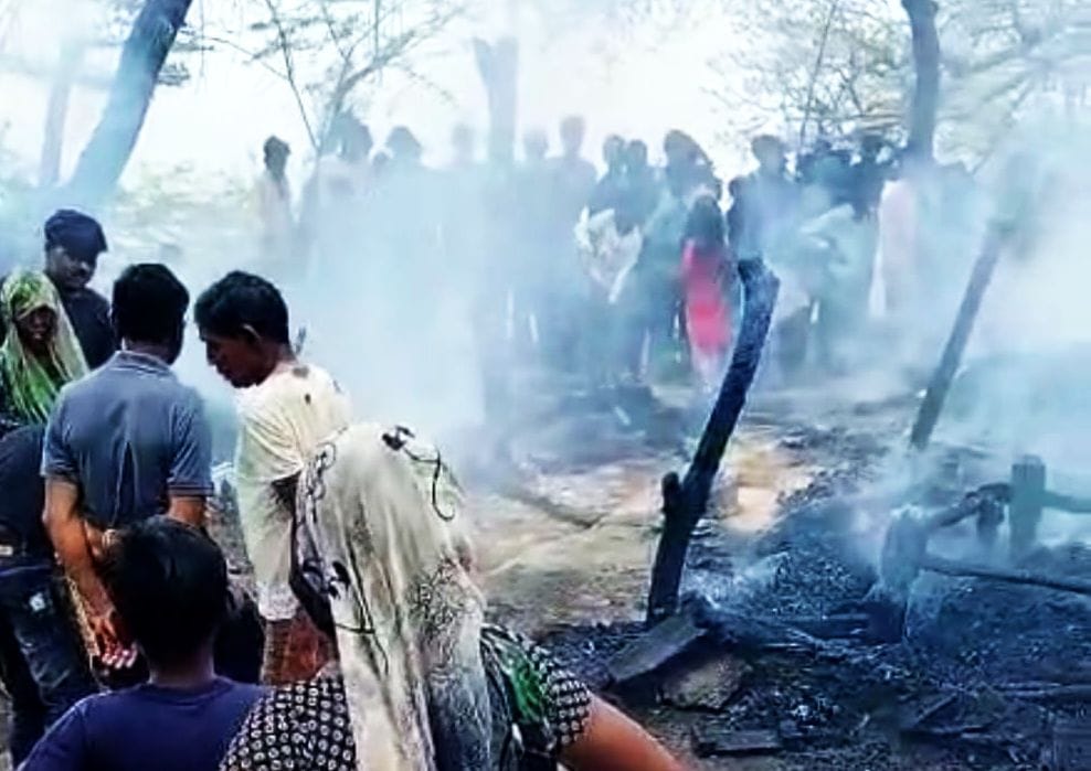 Fire started due to spark from stove, household items turned into ashes