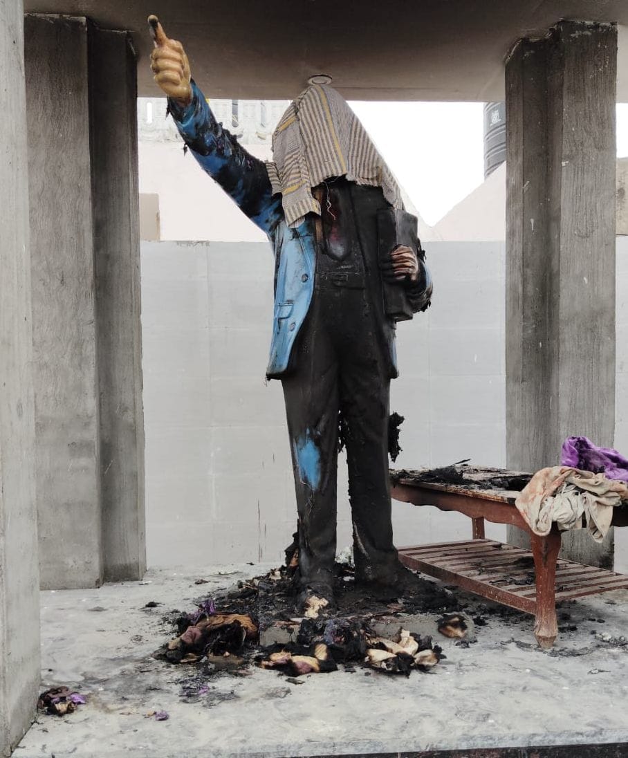 Dr. Ambedkar's statue destroyed by setting it on fire before unveiling