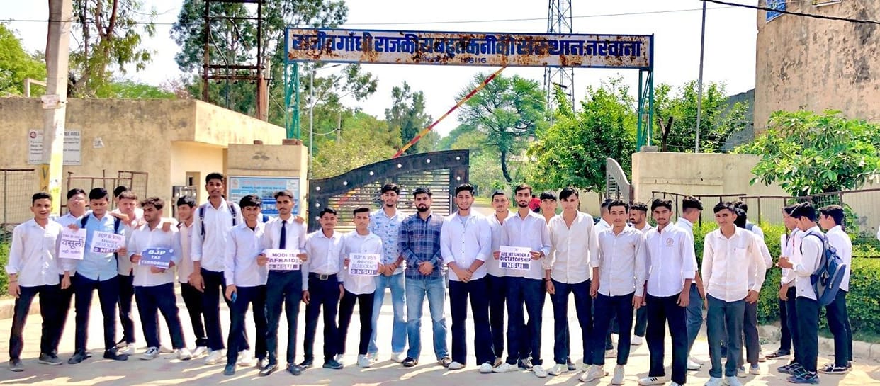 Demonstration of students outside Polytechnic College