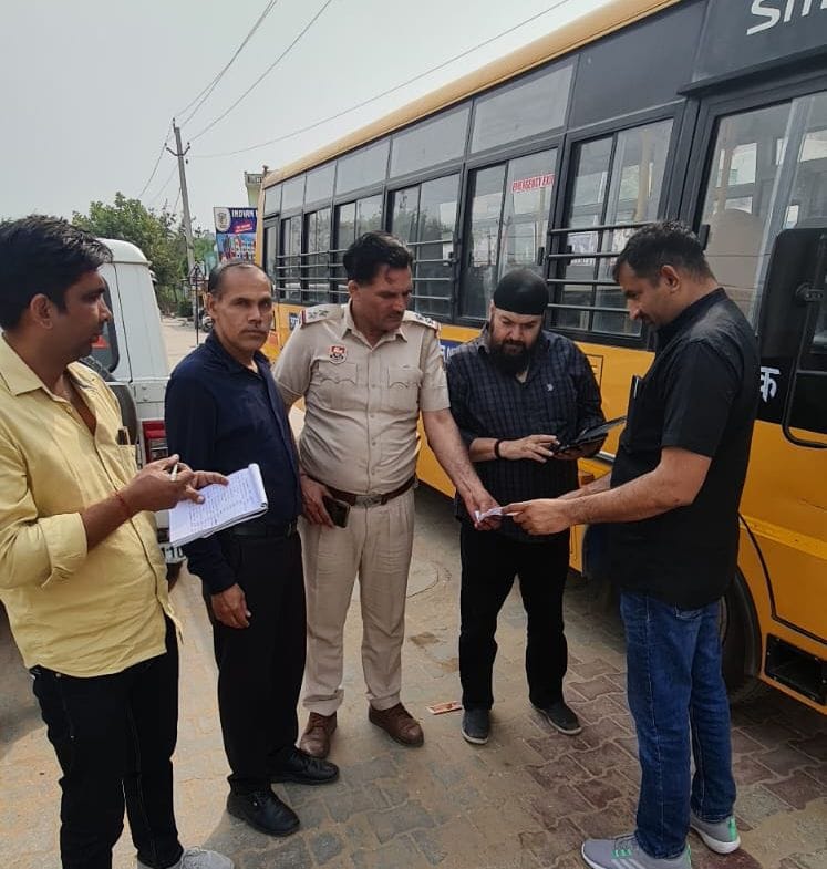 Action...Challans issued against 18 school vehicles, six seized