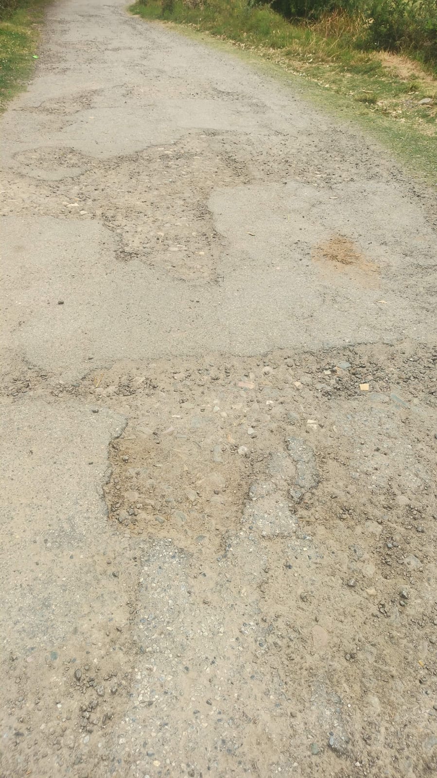 Soil filled in potholes in Ana Loharchaura Gairlekh motor road flowed away due to rain.