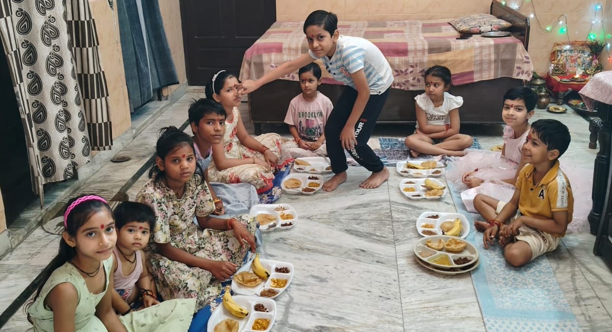 Girls were worshiped on Ashtami.