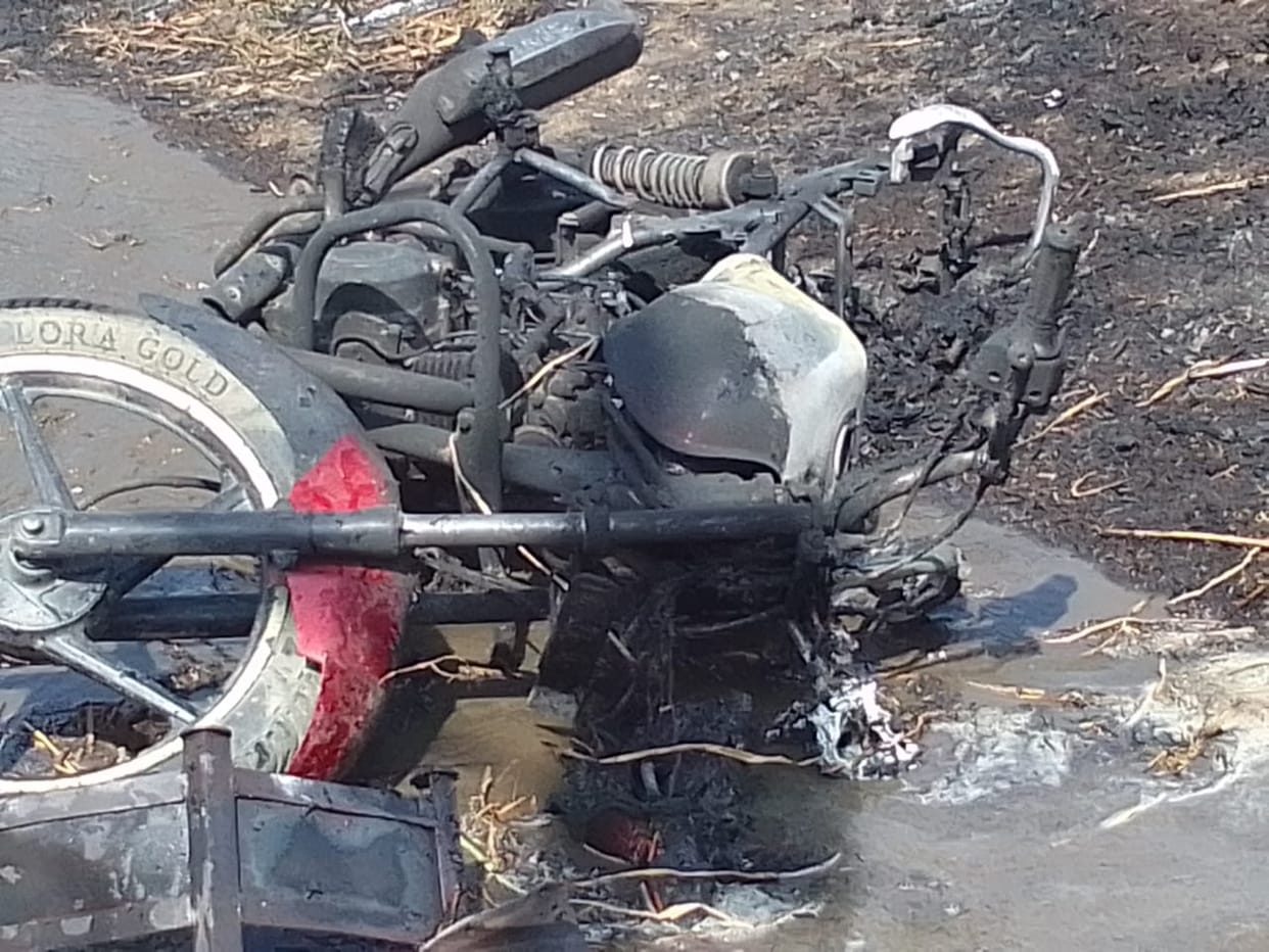 Fire started due to spark from electrical wires, three cylinders burst