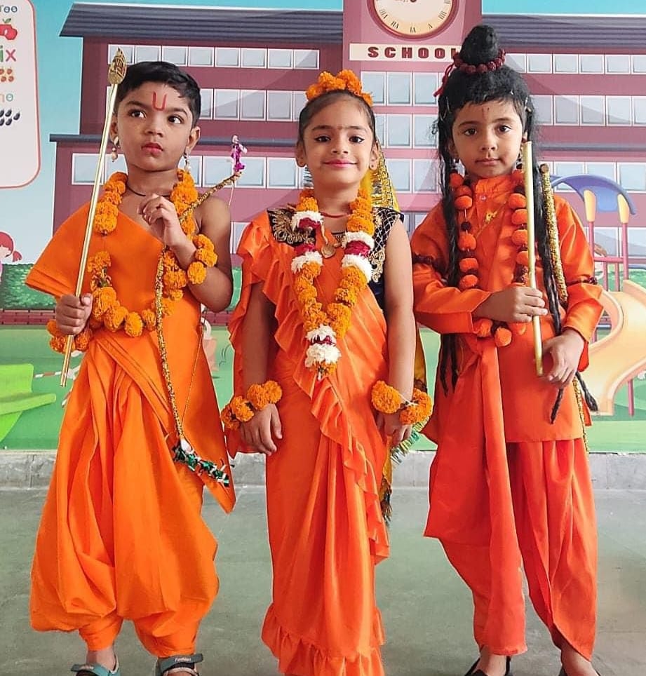 Nupur Pratham in Rakhi and multi-form attire in reciting the shloka.