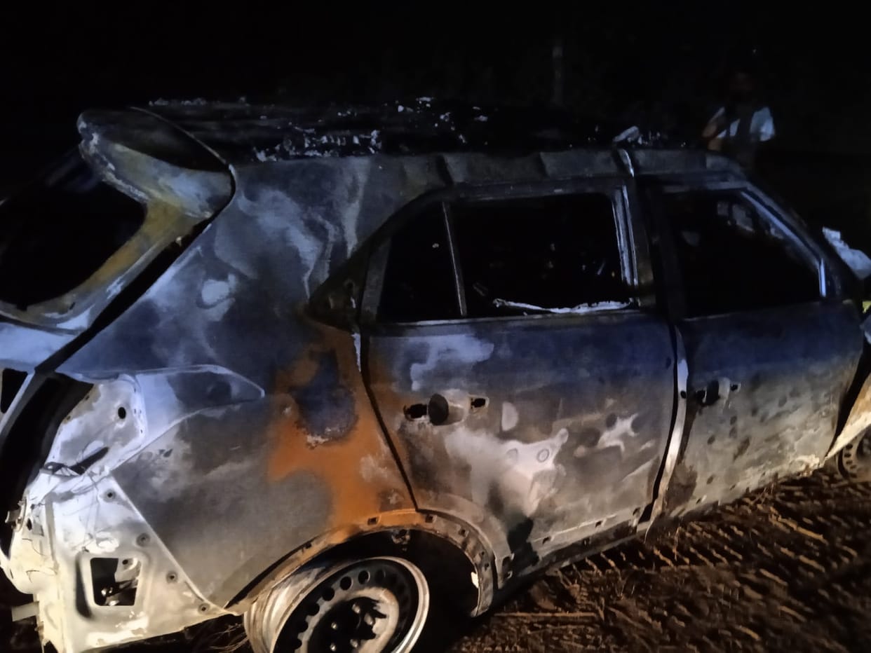 Car catches fire due to roadway collision, woman dies