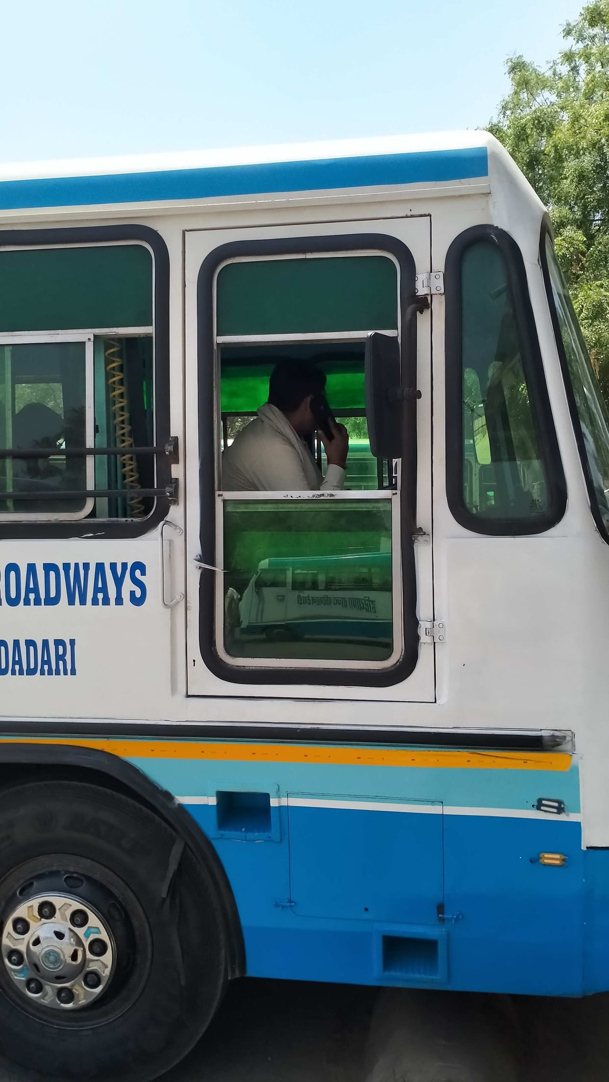 Rules flouted... Rusted buses, drivers without uniforms have mobile phones on their ears.