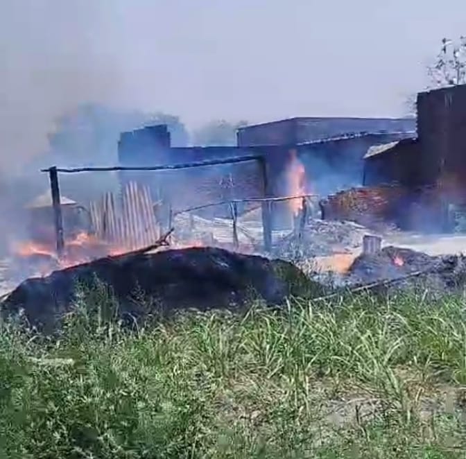 The fire created havoc... more than 100 houses were burnt, cattle also got scorched.