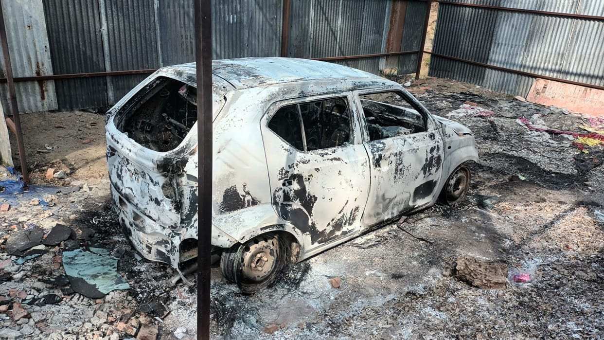 Forest Fire Blazed Car