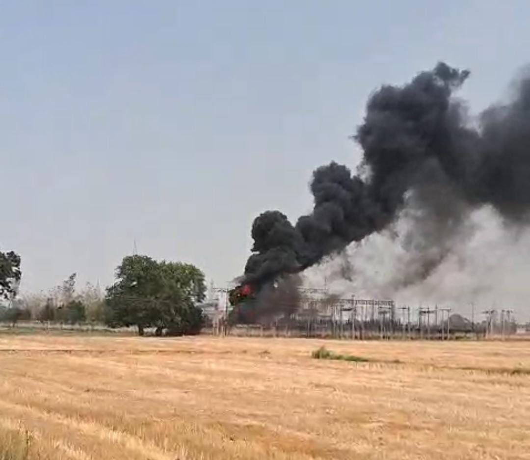 Power house caught fire due to spark from stalk