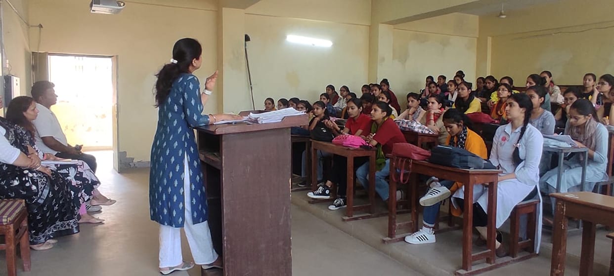 Appealed to the girl students that we should take every possible step to protect our earth.