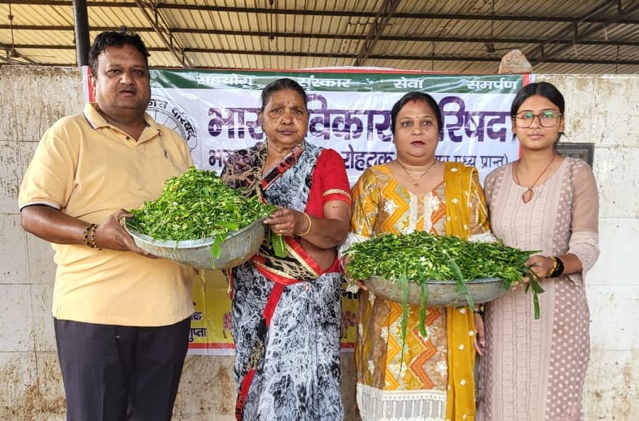 Served green fodder in Vaishya Gaushala on Hanuman Janmotsav