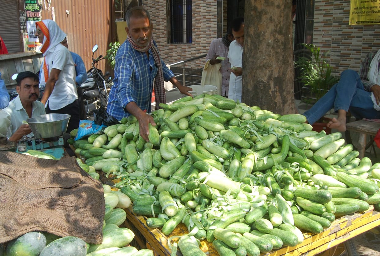 The market is buzzing with coconut from Bangalore, cucumber from Ambikapur and melon from Barabanki.