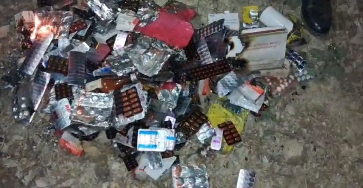 Life saving medicines found burning again in Lalganj CHC