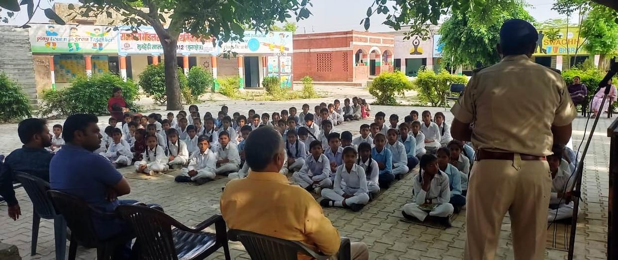 Children made aware about safety from traffic and cyber crimes