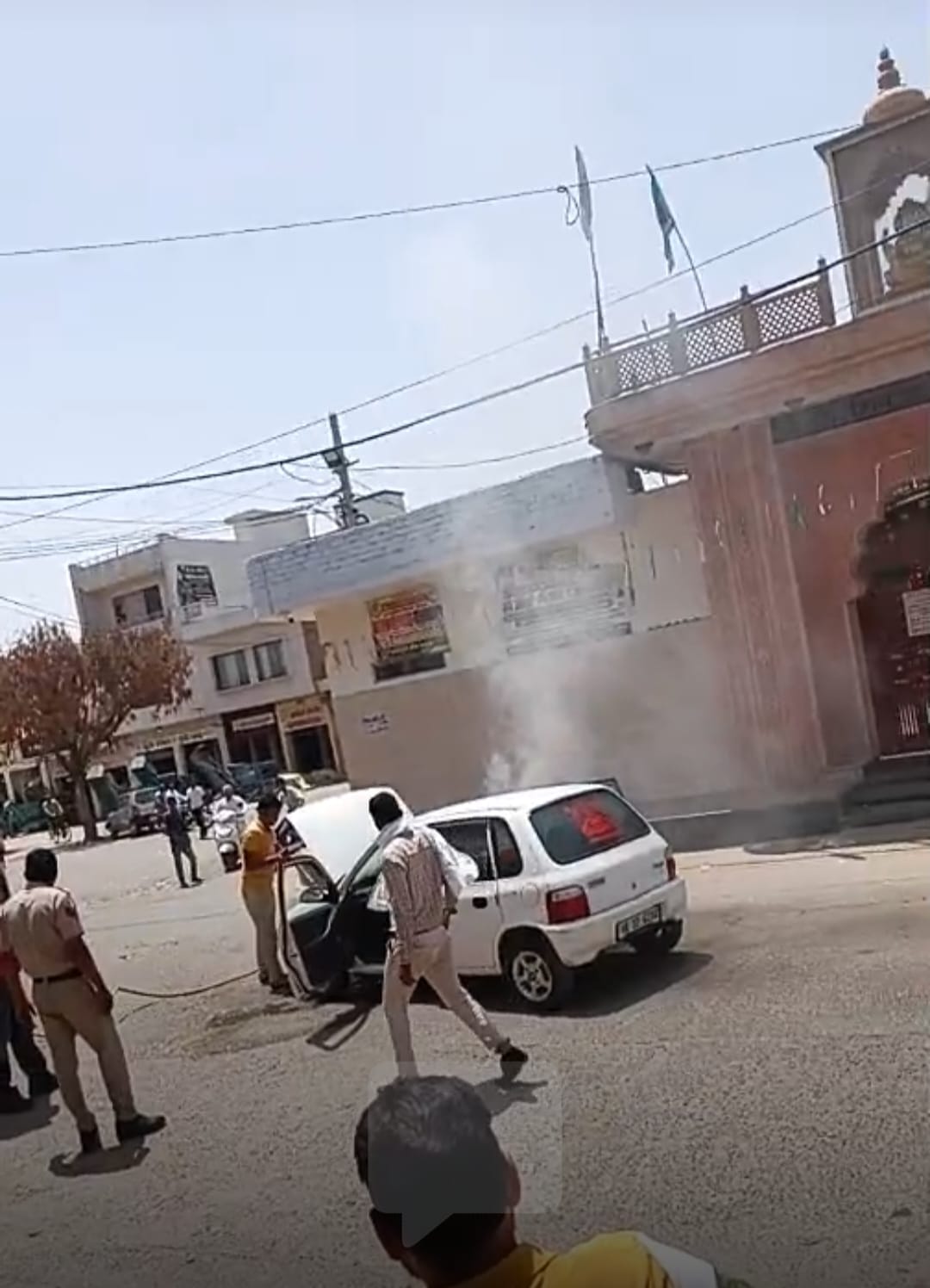Fire in moving car due to short circuit