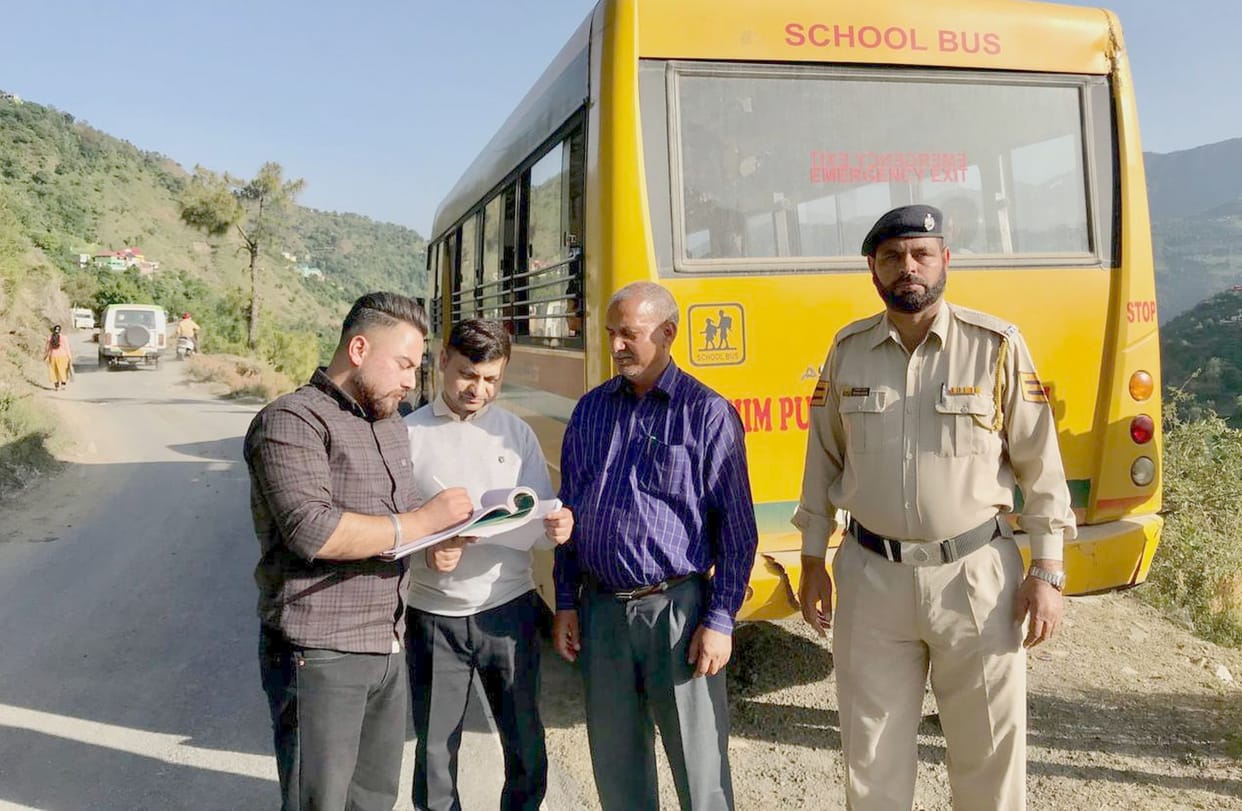 Private school bus running without fitness and on passing road seized
