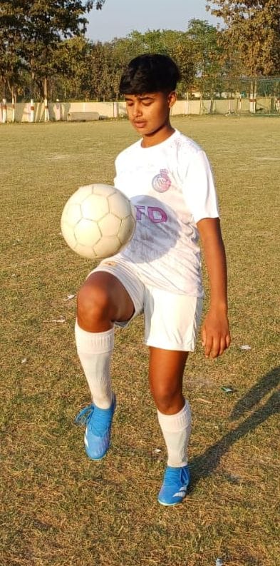 footbal player hina is practicing hard