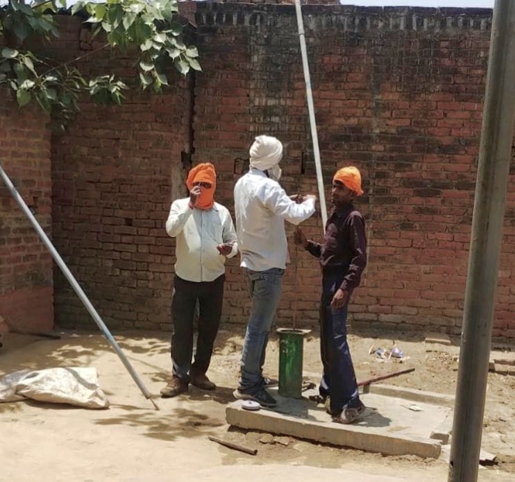 Team arrived to check hand pump rebar, irregularities found