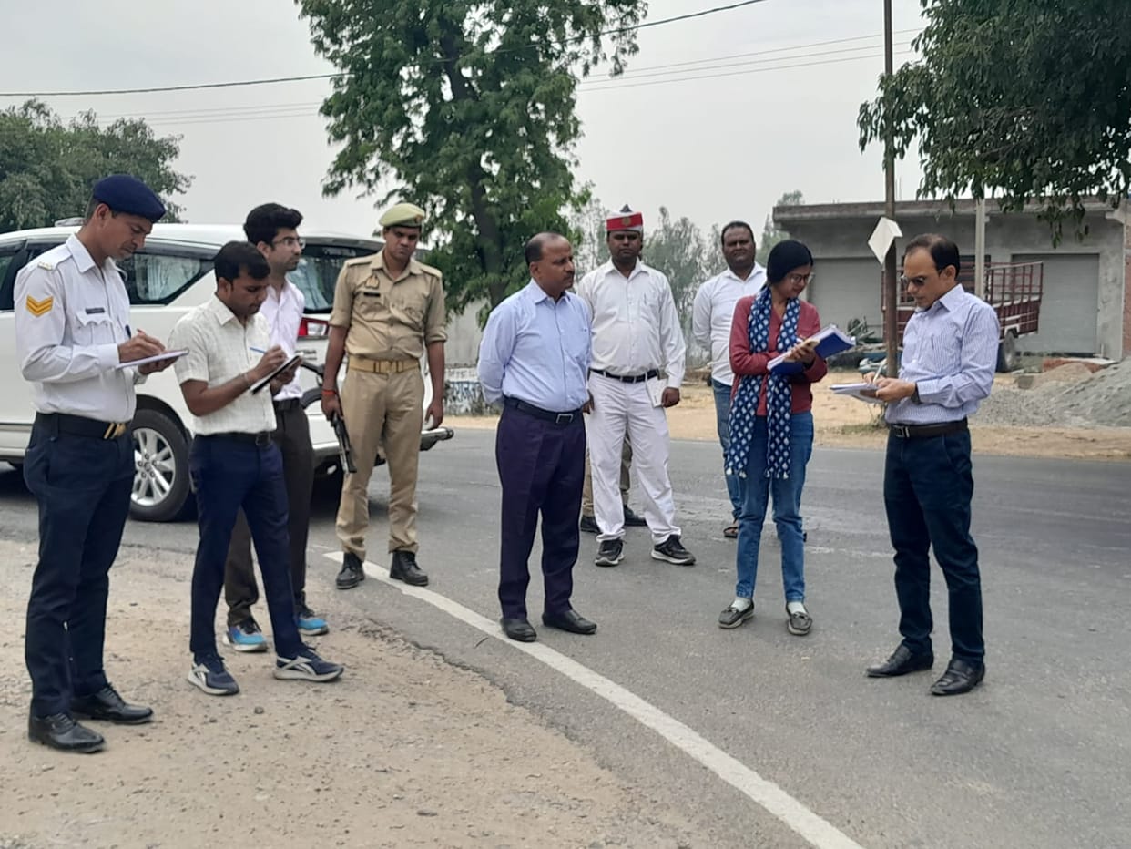 Encroachment found on highway footpath in Gajraula