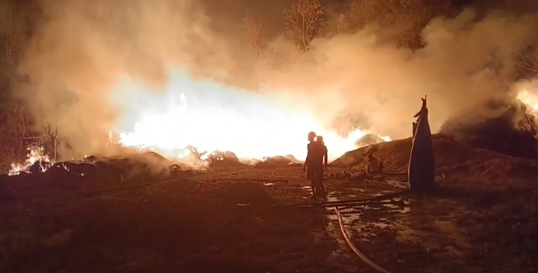 When straw came to the house during threshing neighbor set the barn on fire